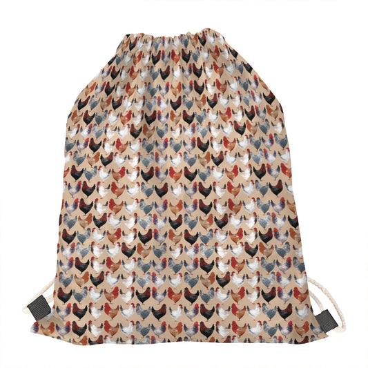 Chicken Painting Pattern Print Drawstring Bag