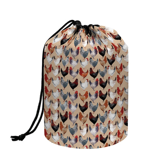 Chicken Painting Pattern Print Drawstring Makeup Bag