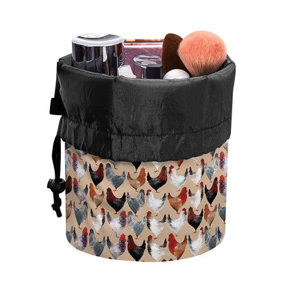 Chicken Painting Pattern Print Drawstring Makeup Bag