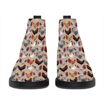 Chicken Painting Pattern Print Flat Ankle Boots