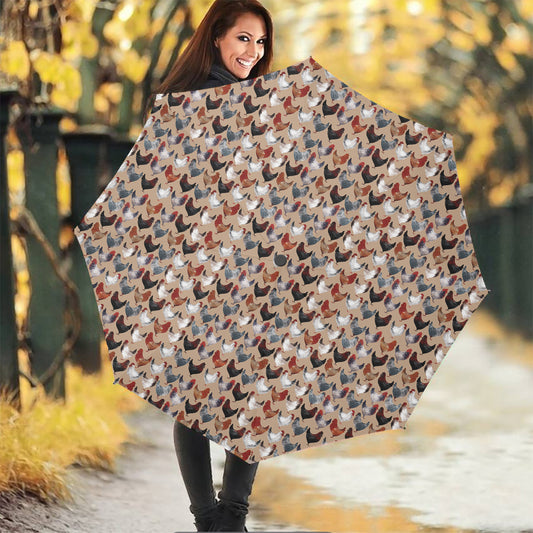 Chicken Painting Pattern Print Foldable Umbrella