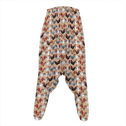 Chicken Painting Pattern Print Hammer Pants