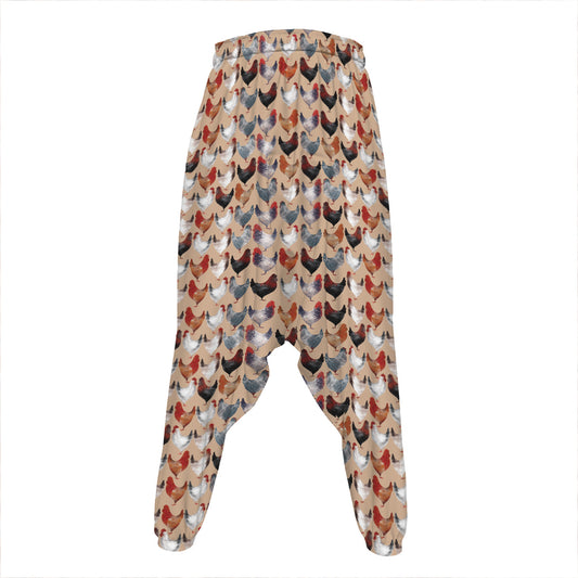 Chicken Painting Pattern Print Hammer Pants