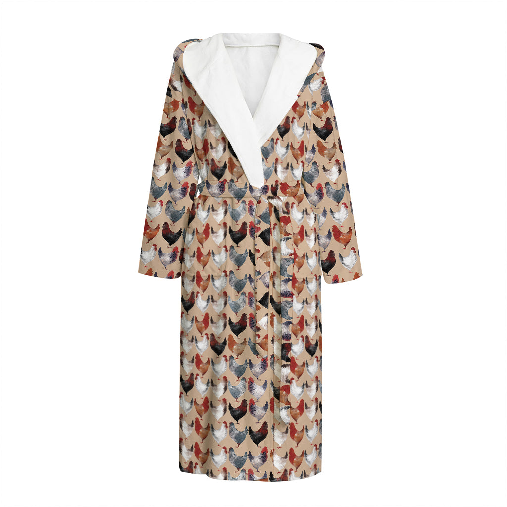 Chicken Painting Pattern Print Hooded Bathrobe