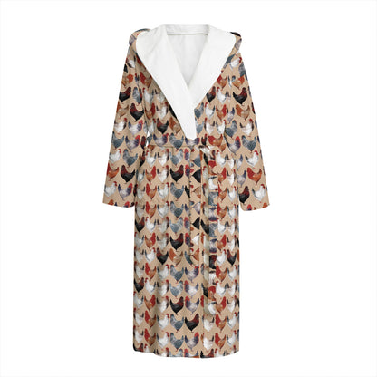 Chicken Painting Pattern Print Hooded Bathrobe