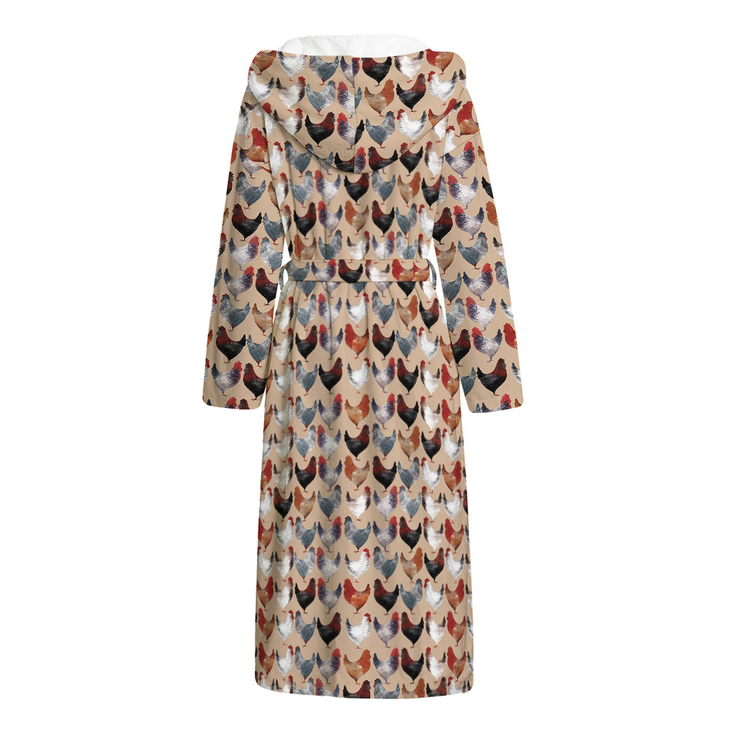 Chicken Painting Pattern Print Hooded Bathrobe