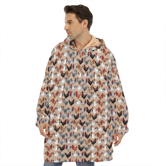 Chicken Painting Pattern Print Hoodie Blanket