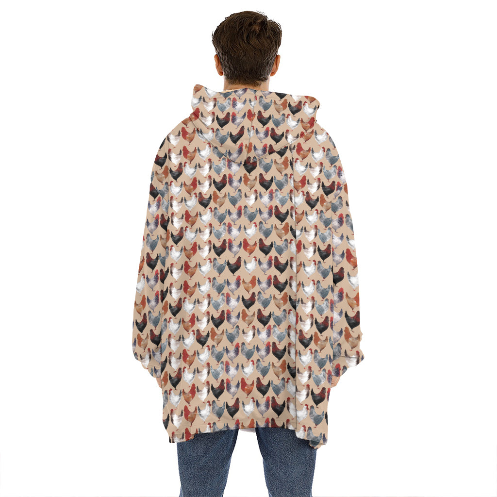 Chicken Painting Pattern Print Hoodie Blanket