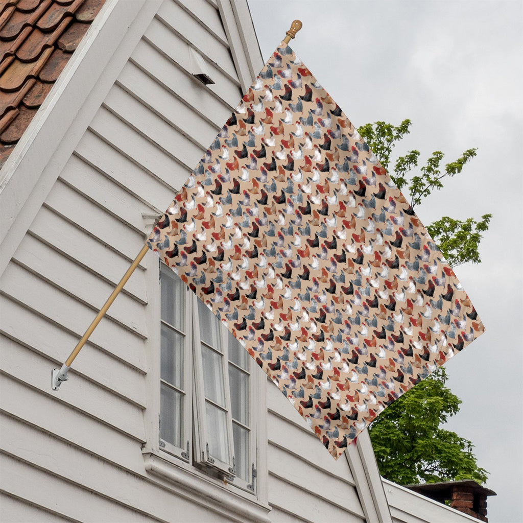 Chicken Painting Pattern Print House Flag