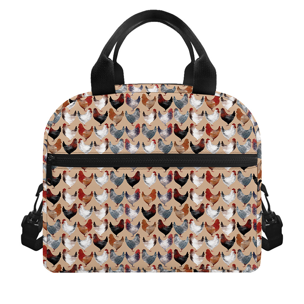 Chicken Painting Pattern Print Insulated Lunch Bag