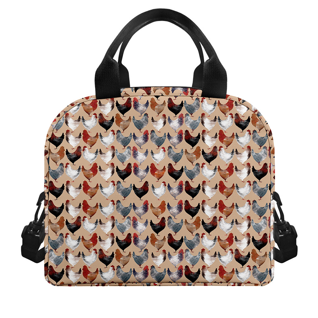 Chicken Painting Pattern Print Insulated Lunch Bag
