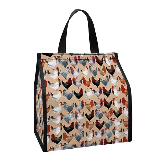 Chicken Painting Pattern Print Insulated Lunch Tote