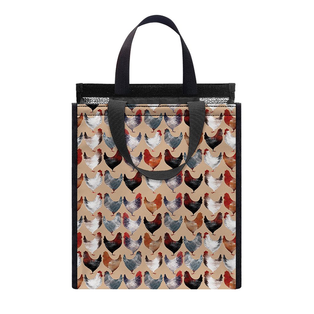 Chicken Painting Pattern Print Insulated Lunch Tote