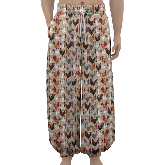 Chicken Painting Pattern Print Lantern Pants