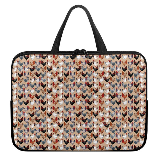 Chicken Painting Pattern Print Laptop Sleeve With Handle