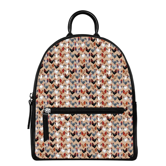 Chicken Painting Pattern Print Leather Backpack