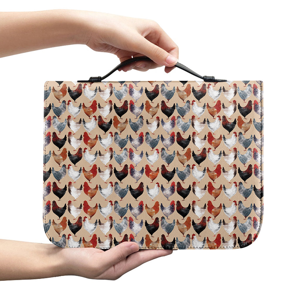 Chicken Painting Pattern Print Leather Bible Cover