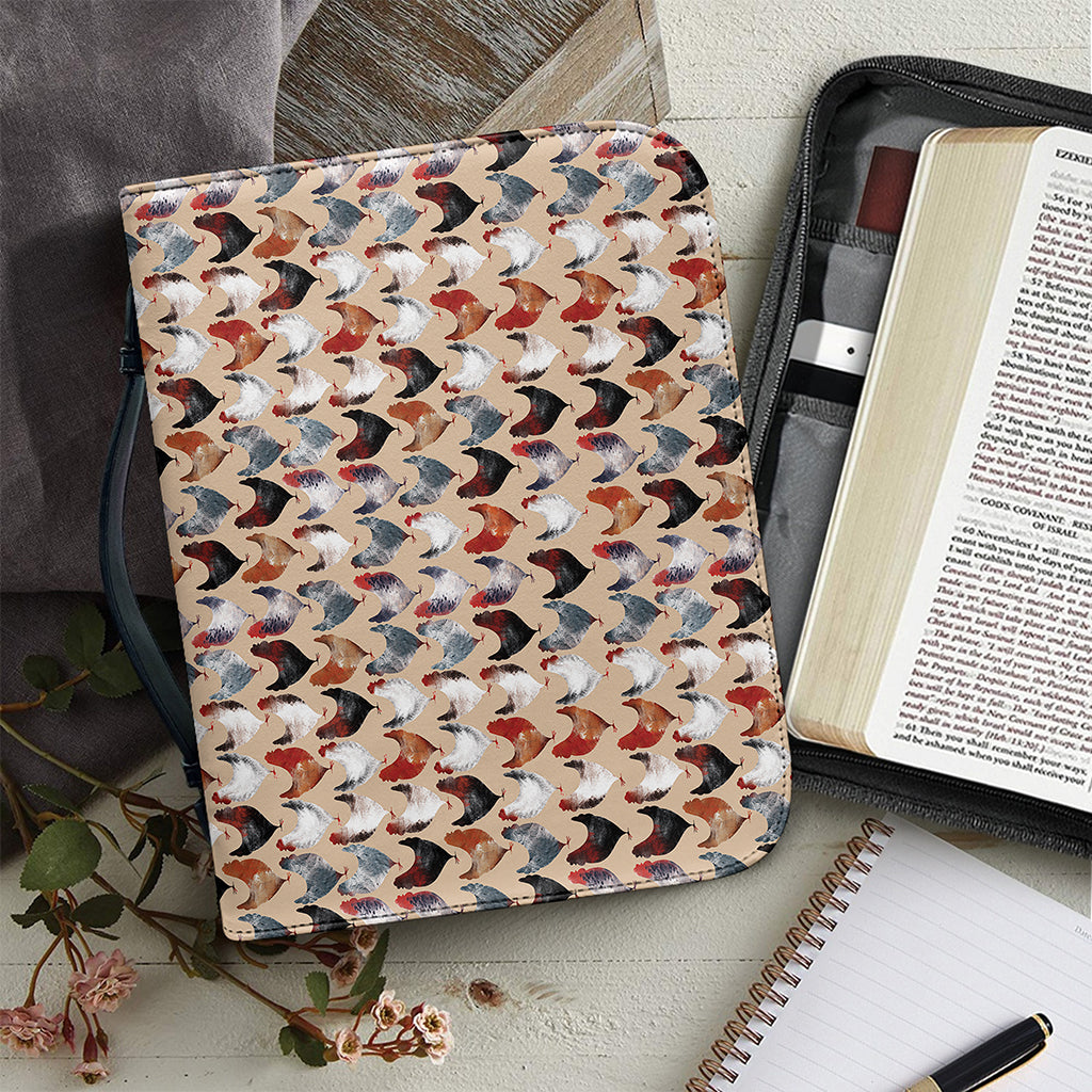 Chicken Painting Pattern Print Leather Bible Cover