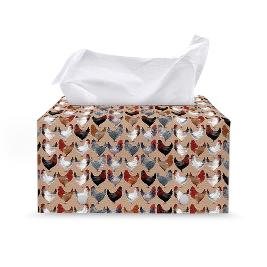 Chicken Painting Pattern Print Leather Tissue Box Cover