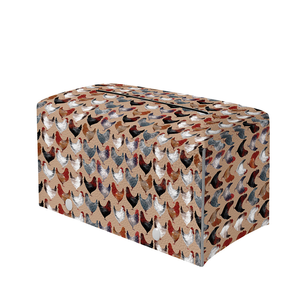 Chicken Painting Pattern Print Leather Tissue Box Cover