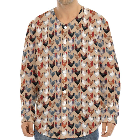 Chicken Painting Pattern Print Long Sleeve Baseball Jersey