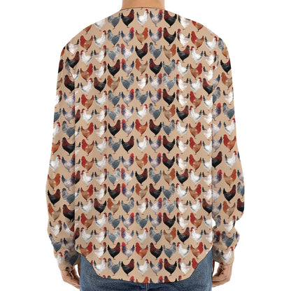 Chicken Painting Pattern Print Long Sleeve Baseball Jersey