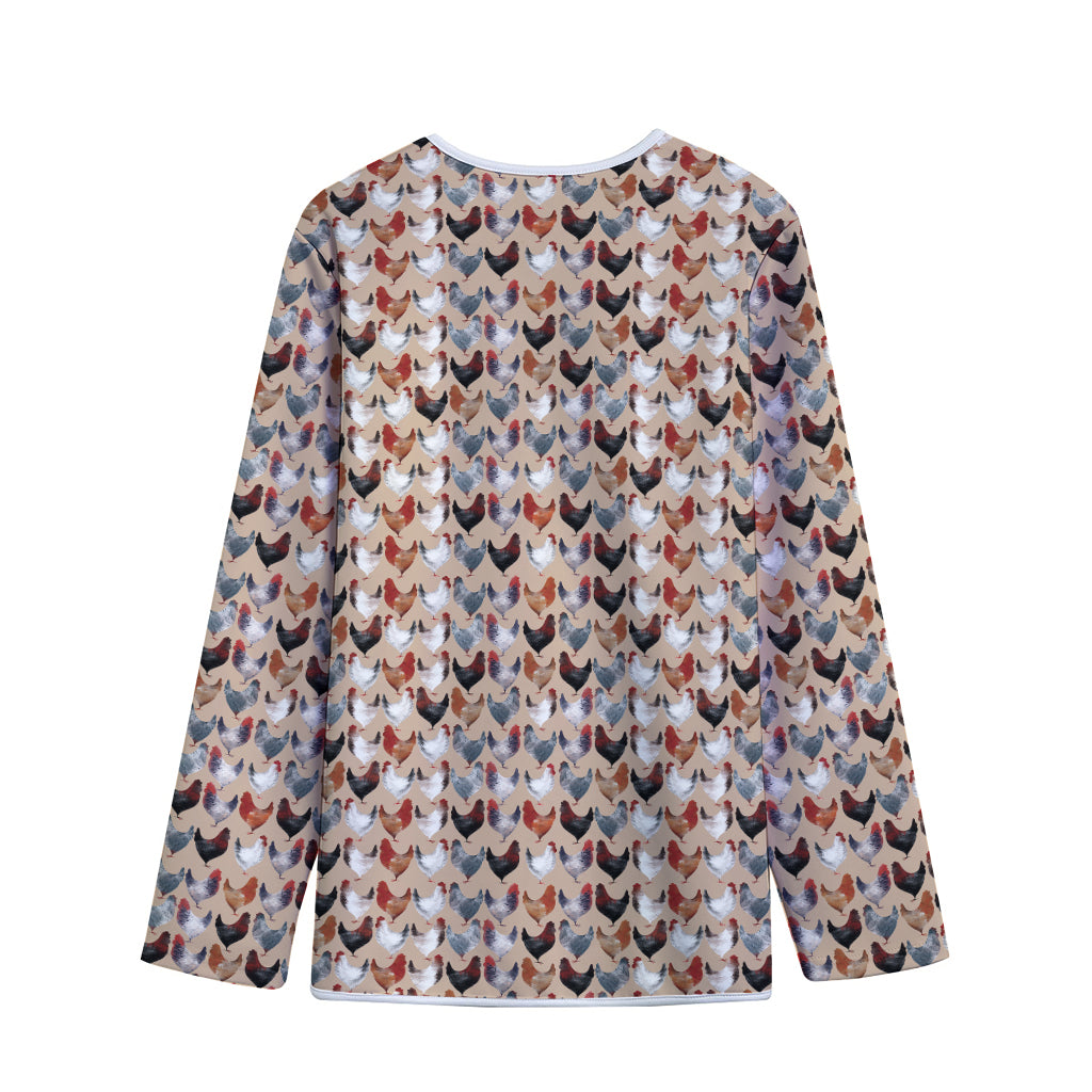 Chicken Painting Pattern Print Long Sleeve Short Coat