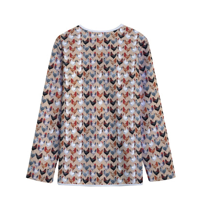Chicken Painting Pattern Print Long Sleeve Short Coat