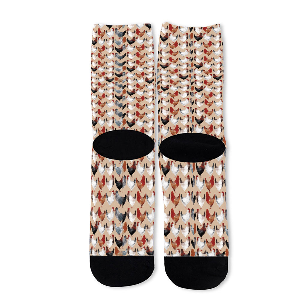 Chicken Painting Pattern Print Long Socks