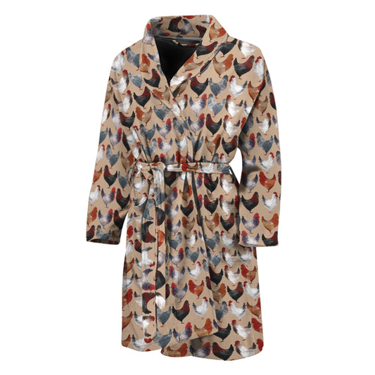Chicken Painting Pattern Print Men's Bathrobe