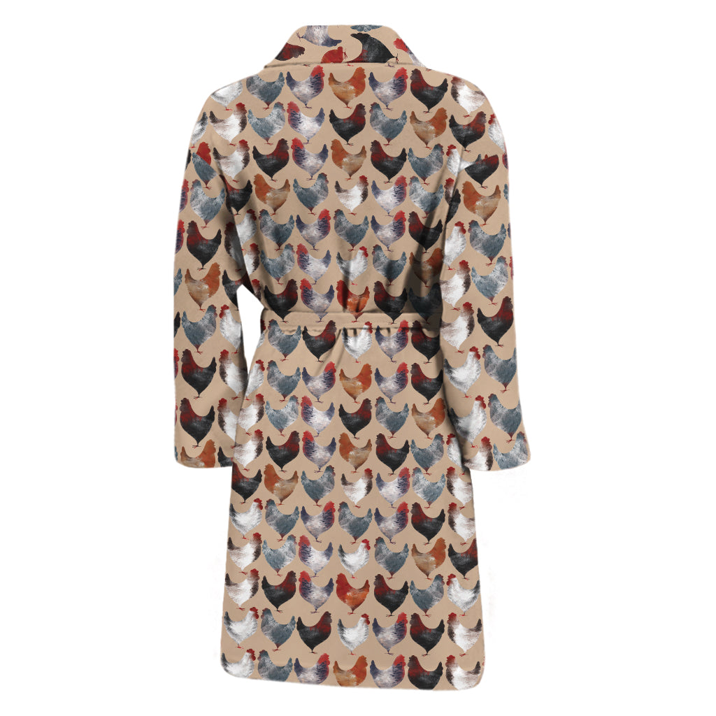 Chicken Painting Pattern Print Men's Bathrobe