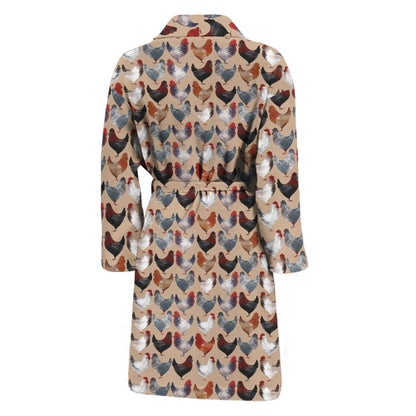 Chicken Painting Pattern Print Men's Bathrobe