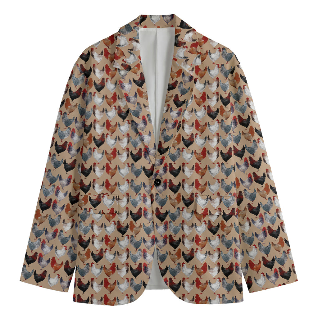 Chicken Painting Pattern Print Men's Blazer