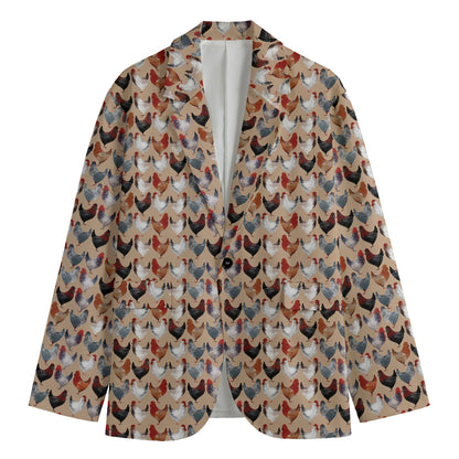 Chicken Painting Pattern Print Men's Blazer