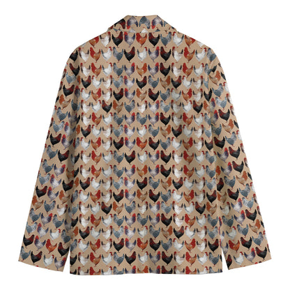 Chicken Painting Pattern Print Men's Blazer