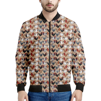 Chicken Painting Pattern Print Men's Bomber Jacket