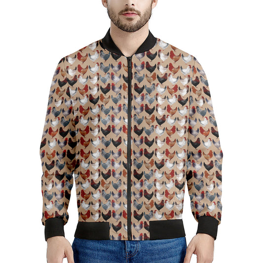 Chicken Painting Pattern Print Men's Bomber Jacket