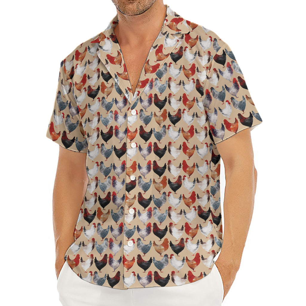 Chicken Painting Pattern Print Men's Deep V-Neck Shirt
