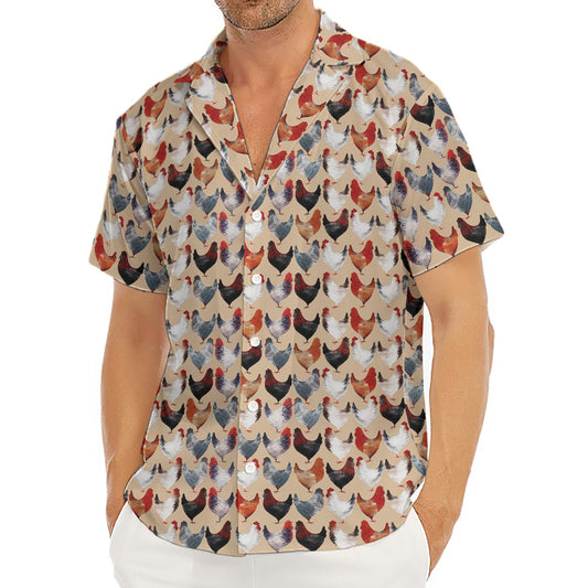 Chicken Painting Pattern Print Men's Deep V-Neck Shirt
