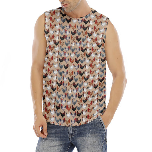 Chicken Painting Pattern Print Men's Fitness Tank Top