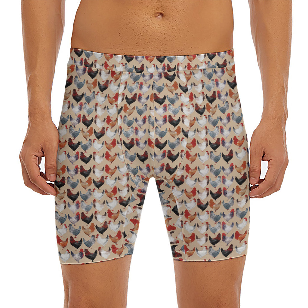 Chicken Painting Pattern Print Men's Long Boxer Briefs