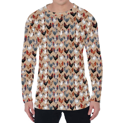 Chicken Painting Pattern Print Men's Long Sleeve T-Shirt