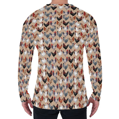 Chicken Painting Pattern Print Men's Long Sleeve T-Shirt