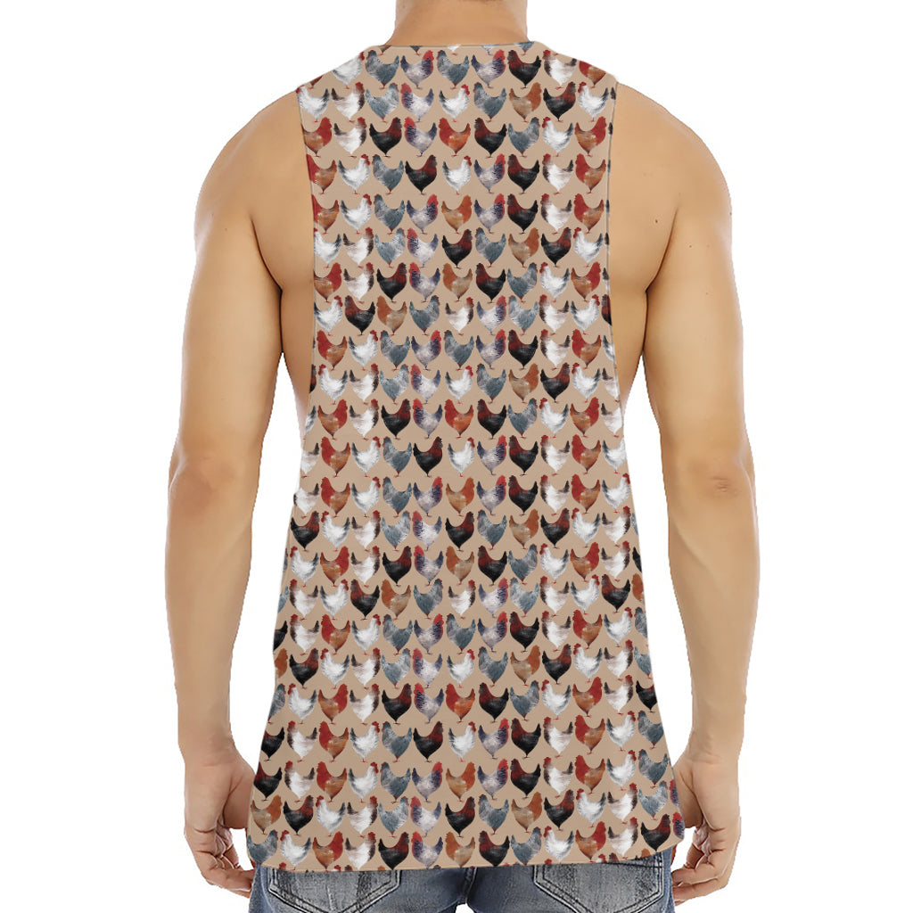 Chicken Painting Pattern Print Men's Muscle Tank Top