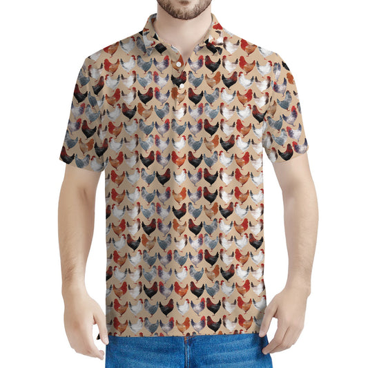 Chicken Painting Pattern Print Men's Polo Shirt