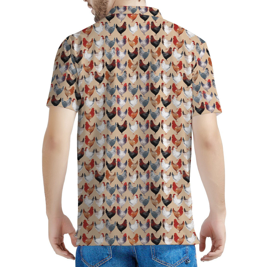 Chicken Painting Pattern Print Men's Polo Shirt