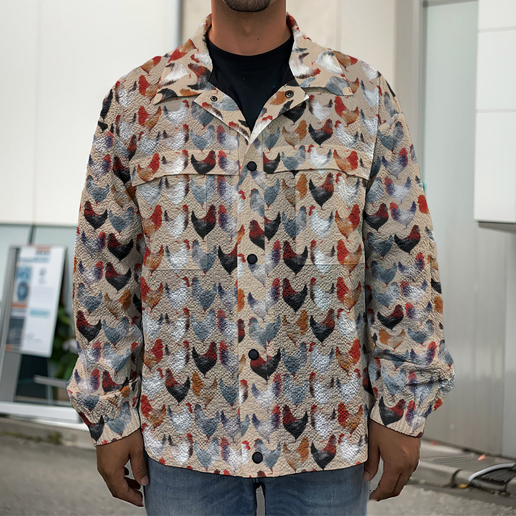 Chicken Painting Pattern Print Men's Shirt Jacket