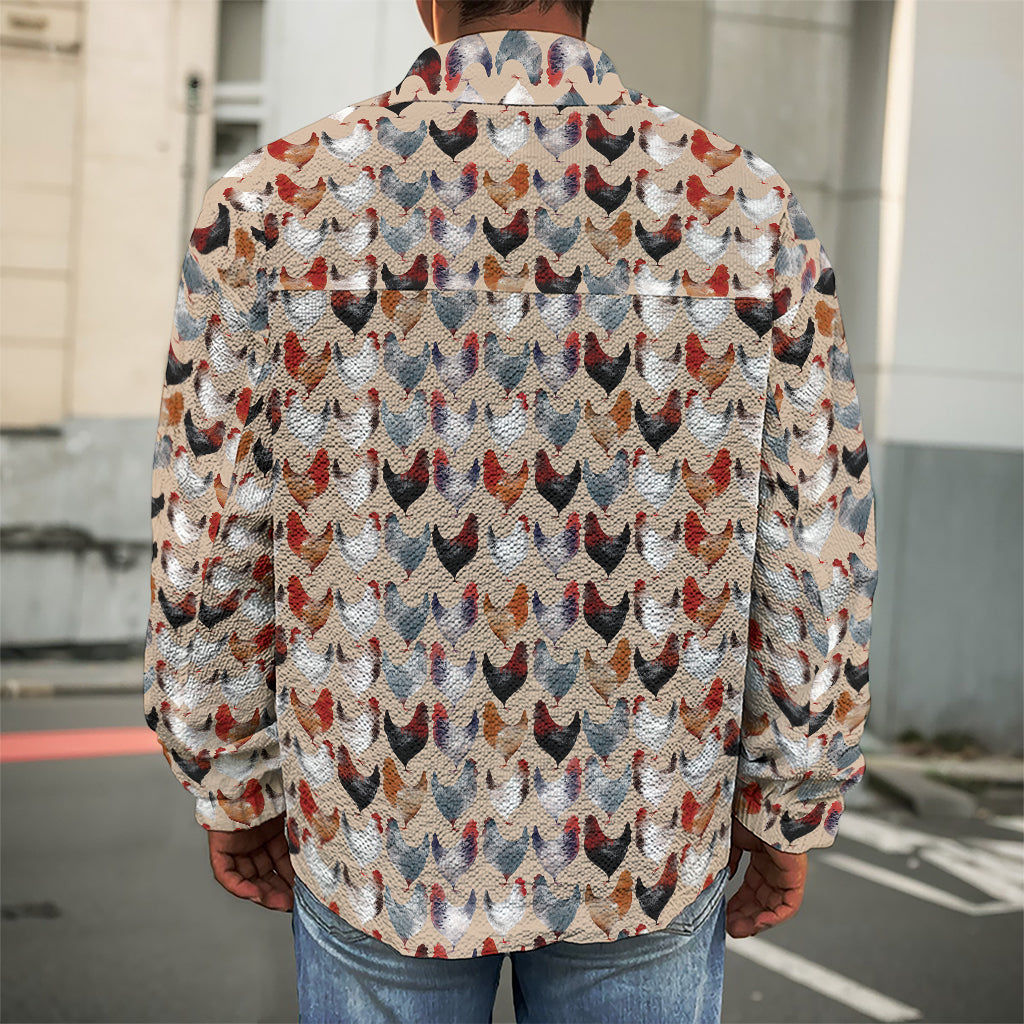 Chicken Painting Pattern Print Men's Shirt Jacket