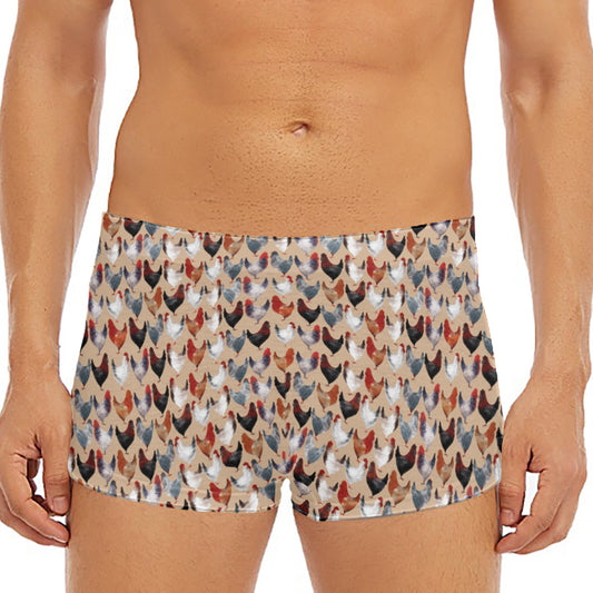 Chicken Painting Pattern Print Men's Short Boxer Briefs