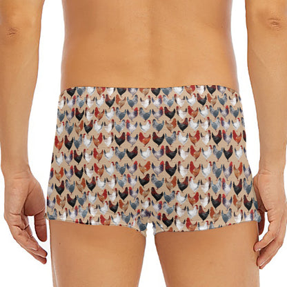 Chicken Painting Pattern Print Men's Short Boxer Briefs